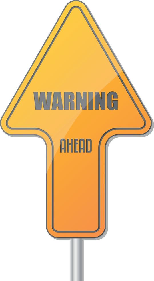 Yellow Arrow With Text Inside. Warning Symbol In Vector Format