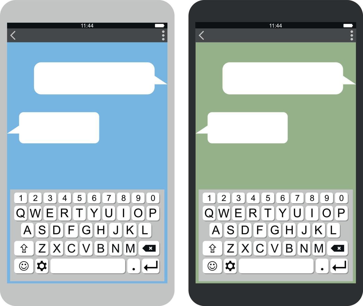 Vector Image Of Two Smartphones With Messages On Screen