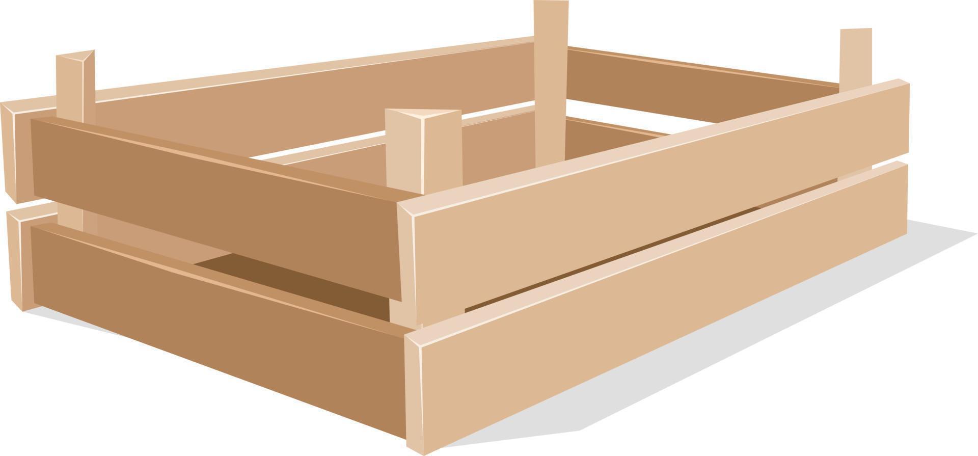 3D Vector Image Of A Wooden Box For Fruit And Vegetables