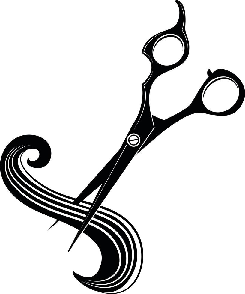 Vector Image Of Scissors Cutting Hair
