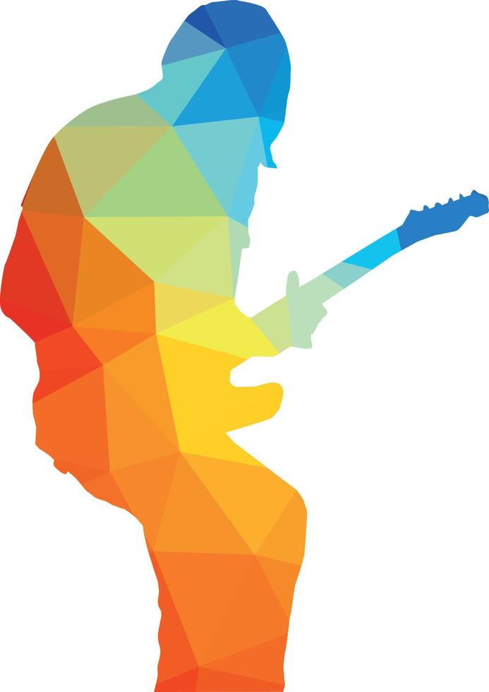 Colored Image Of A Man Playing Guitar vector