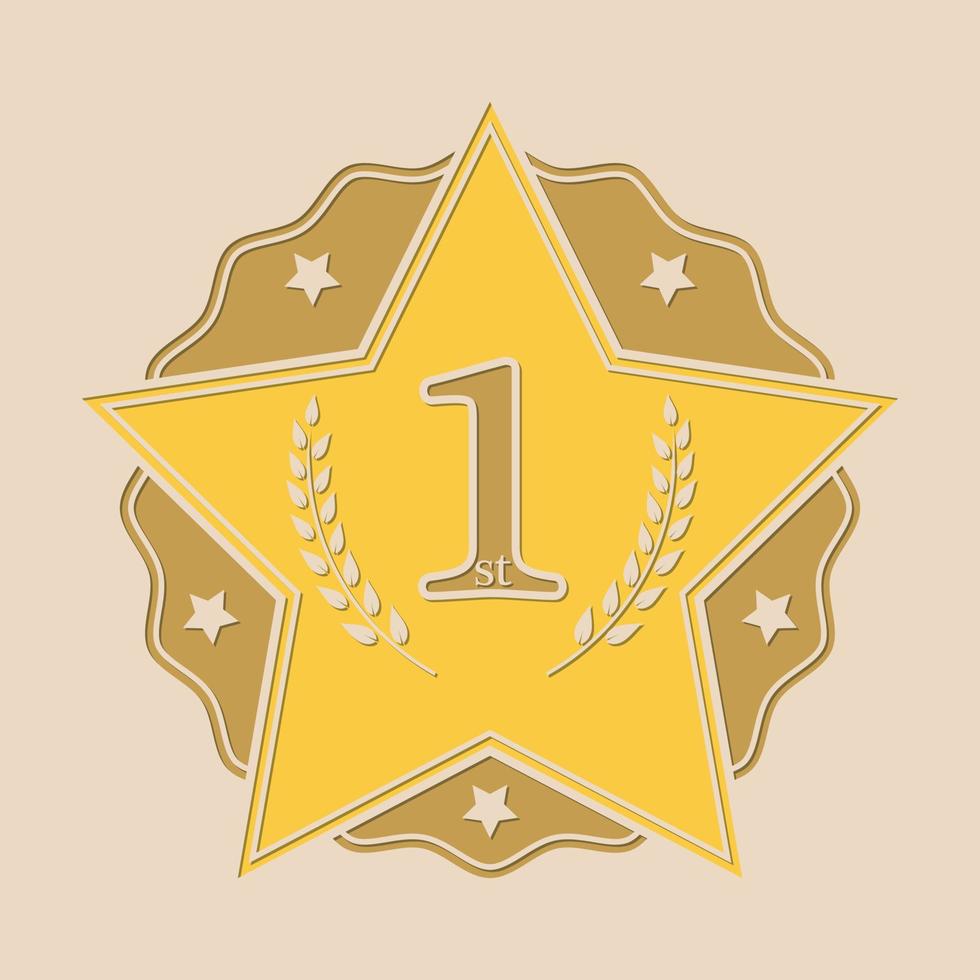Yellow Badge For The Winner, Vector Image