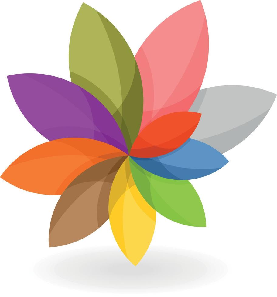 Flower With Colorful Petals, Vector Image