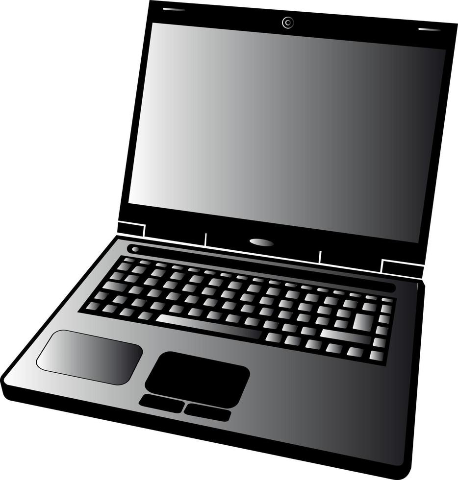 Black And White Illustration Of A Laptop Computer vector