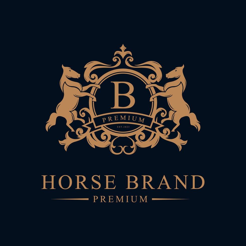 Luxury Golden Royal Horse King logo design inspiration vector illustration