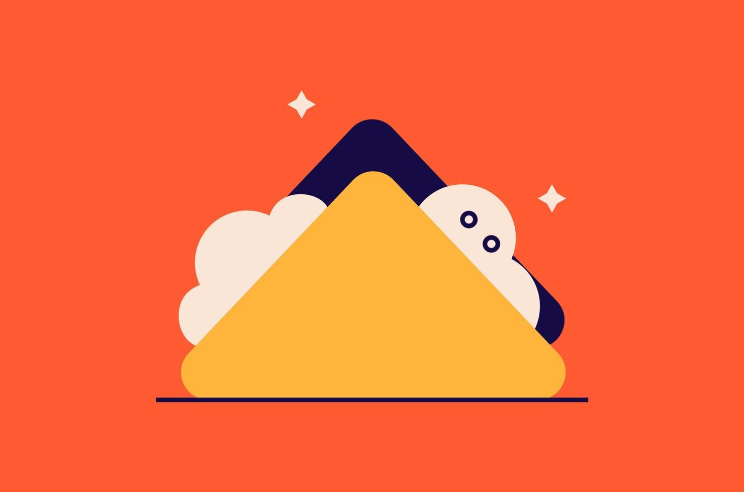 Geometric burrito illustration, vector steak burrito icon in flat design art.