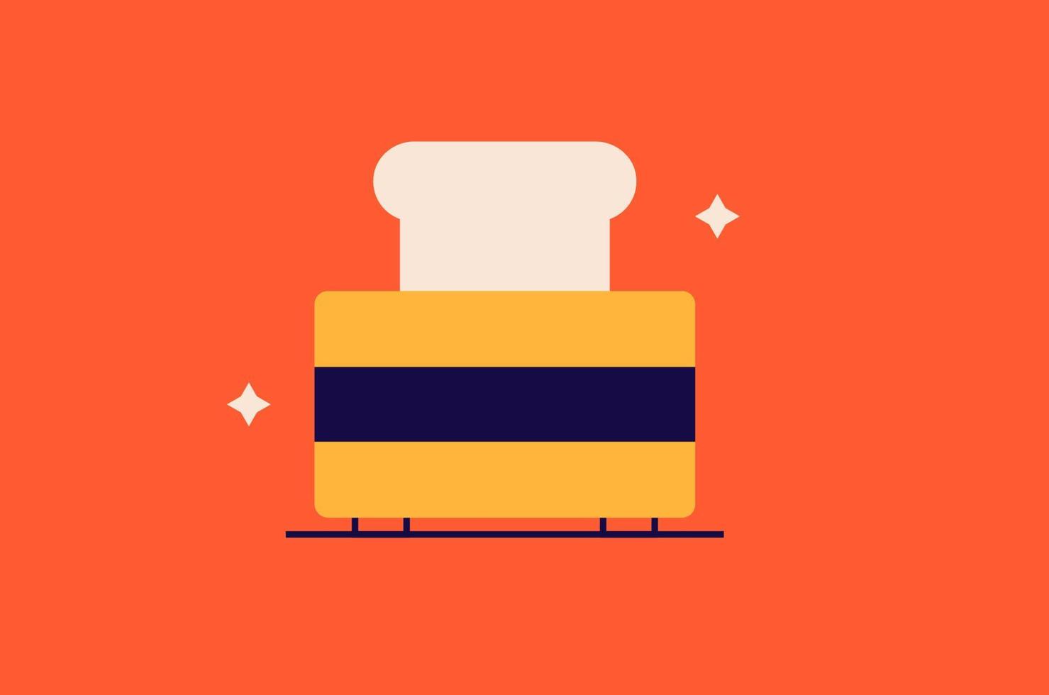 Geometric toaster illustration, vector breakfast icon in flat design art.