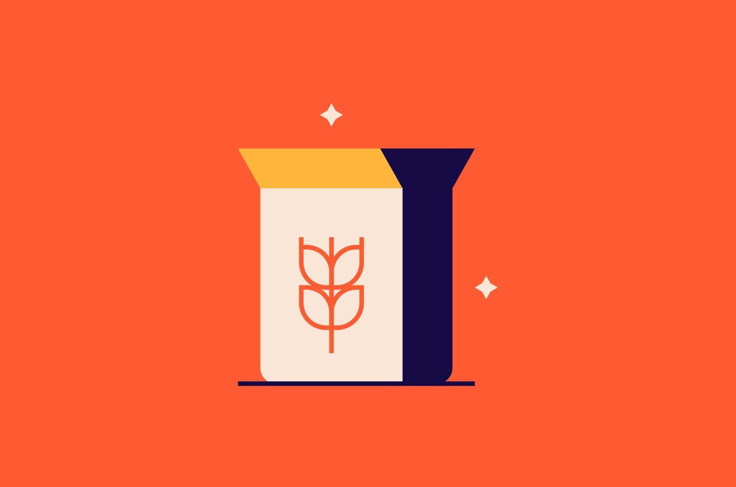 Geometric cereal illustration, vector breakfast icon in flat design art.