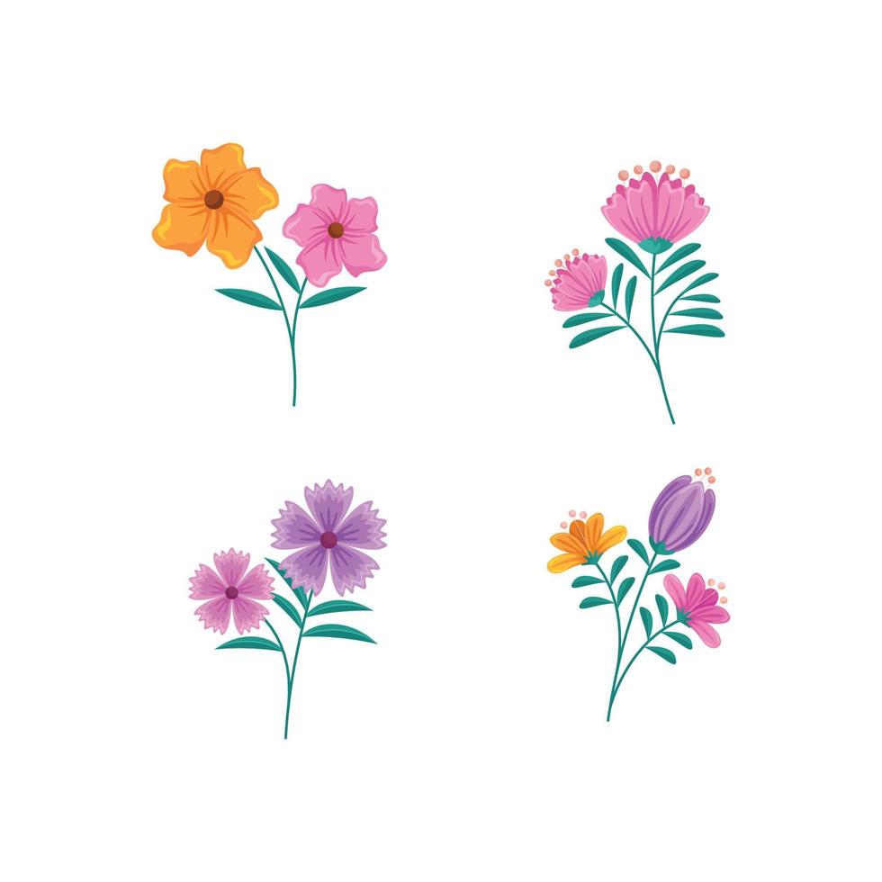 multicolor spring flower collection vector