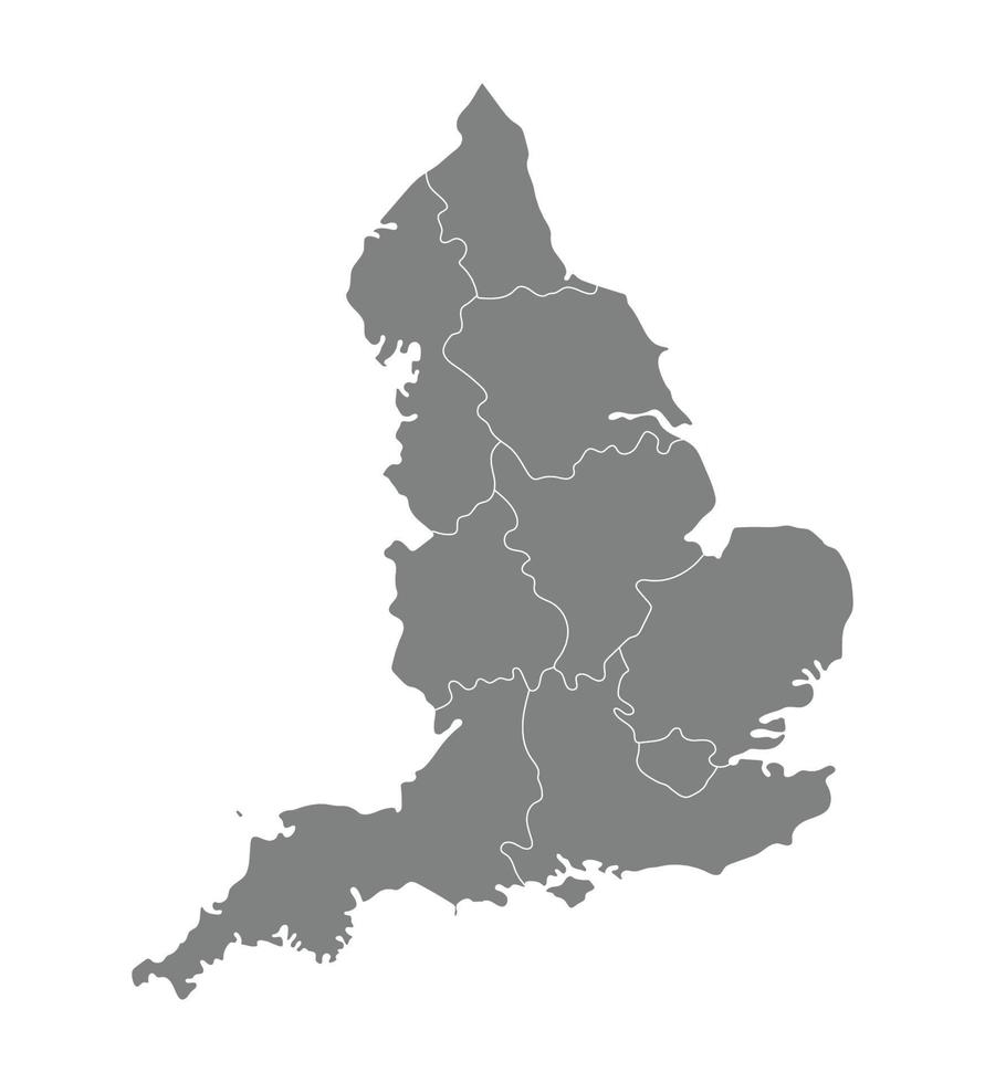 Inglaterra región mapa, gris color vector