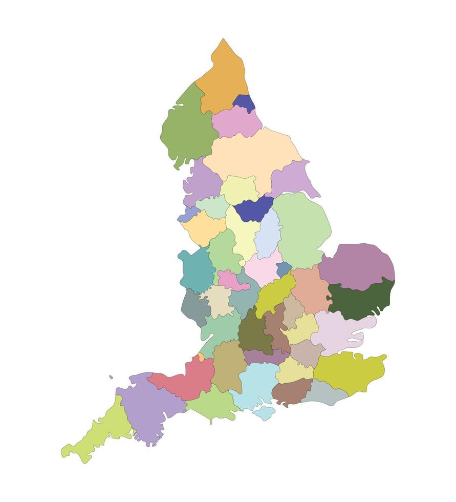 Inglaterra mapa con político región, multicolor mapa vector