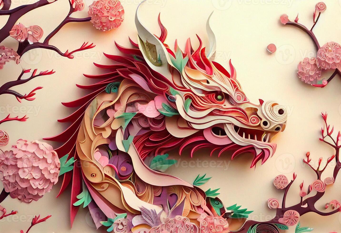 Chinese dragon 3d illustration. Generative AI Stock Illustration