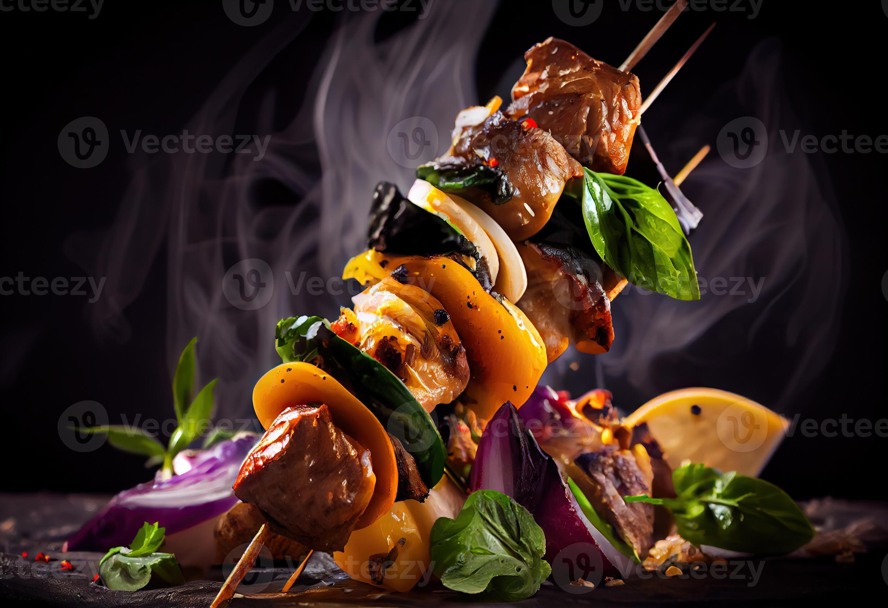 Wood Skewer And Shish Kebab