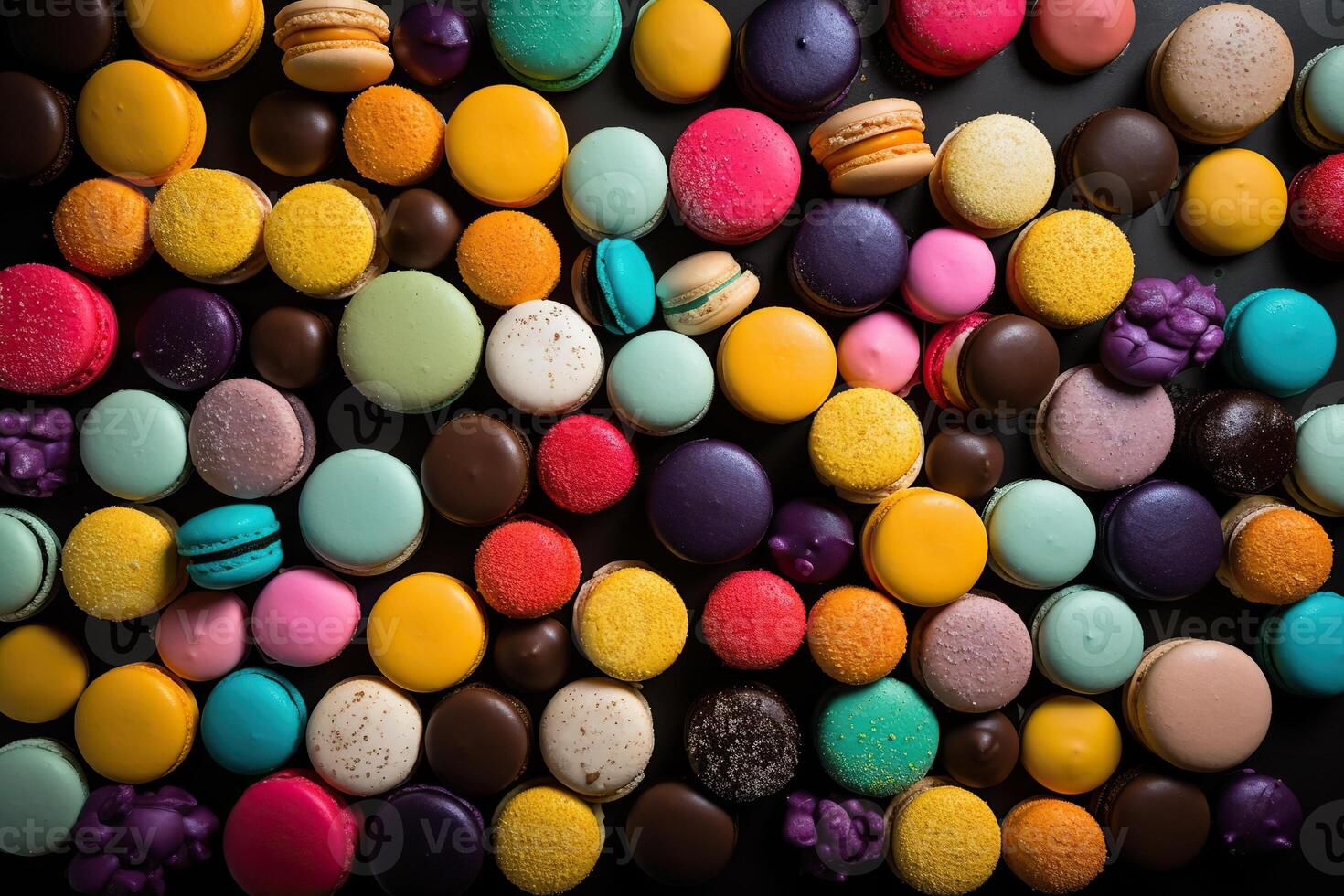 illustration of vast array of different brightly colored macaroons photo
