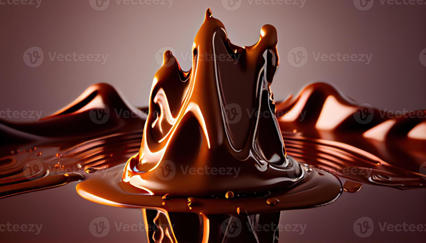 illustration of melted hot chocolate background, melted dark chocolate flow, copy space photo