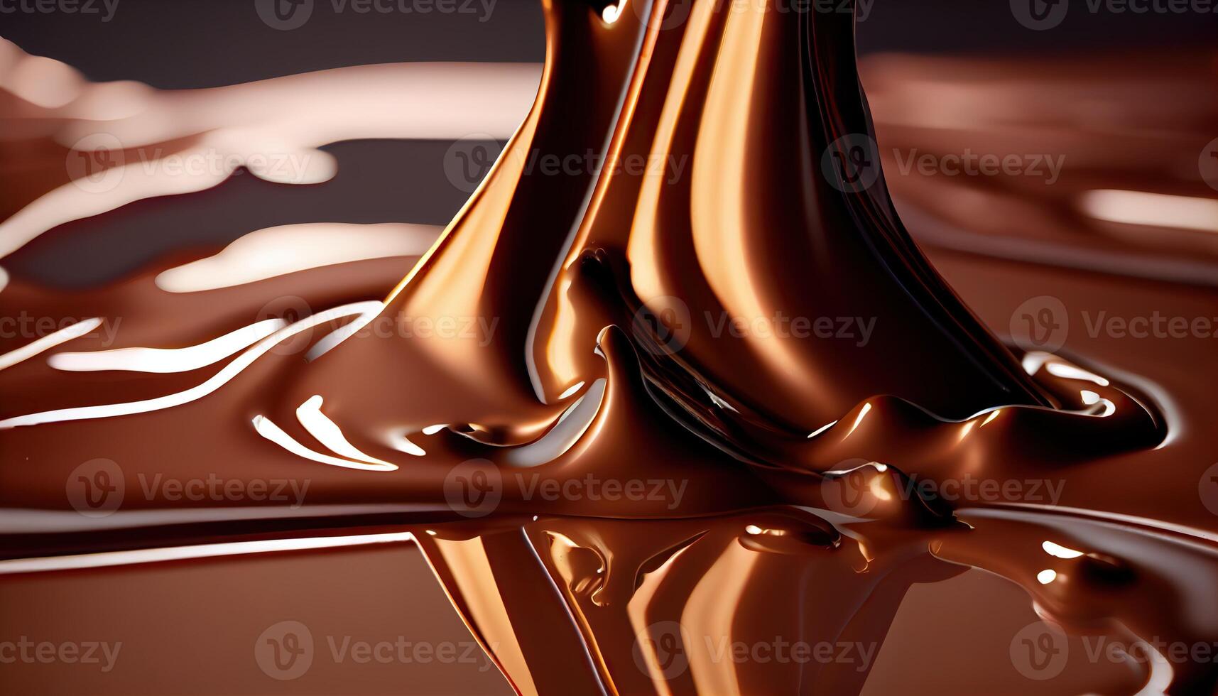 illustration of melted hot chocolate background, melted dark chocolate flow, copy space photo