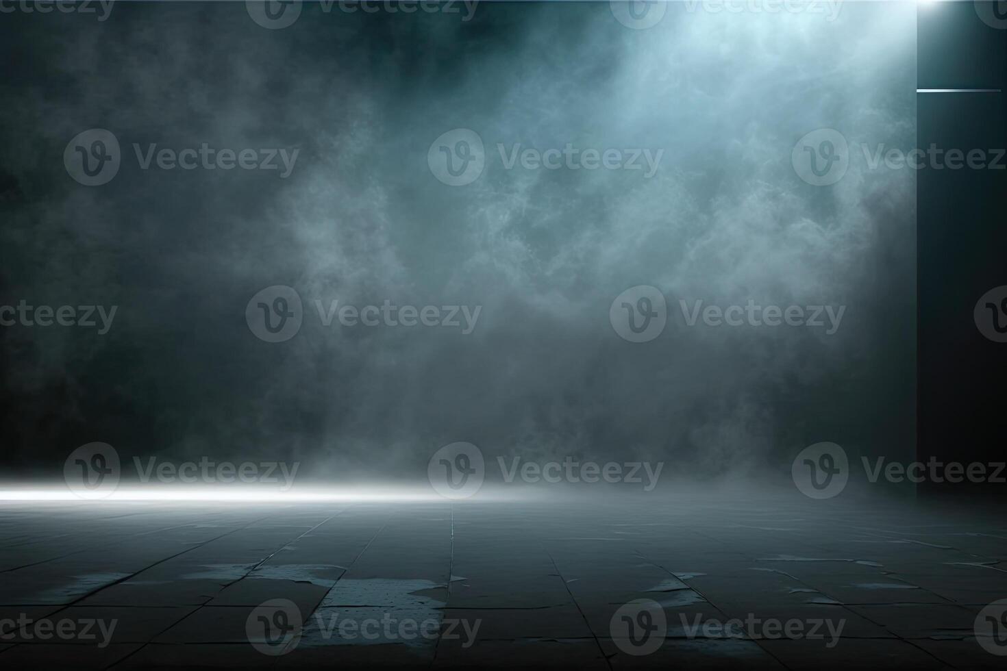 illustration of black wall texture rough background dark concrete floor. Abstract dark blue background, smoke, smog. Empty dark scene, neon light, spotlights. Concrete floor photo