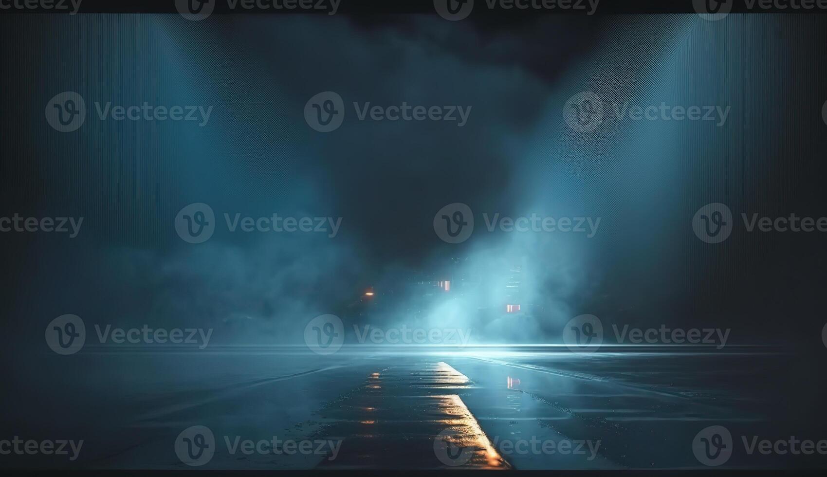 illustration of black wall texture rough background dark concrete floor. Abstract dark blue background, smoke, smog. Empty dark scene, neon light, spotlights. Concrete floor photo