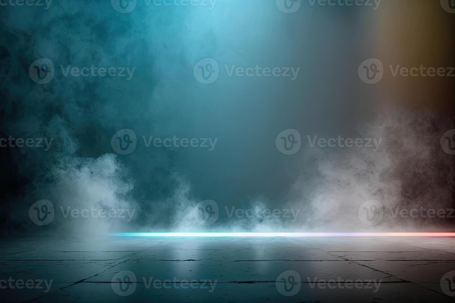 illustration of black wall texture rough background dark concrete floor. Abstract dark blue background, smoke, smog. Empty dark scene, neon light, spotlights. Concrete floor photo