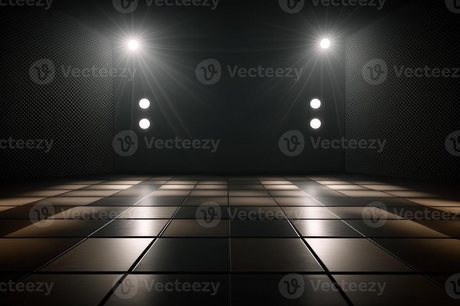 illustration of spotlight lighting up an empty dance floor photo