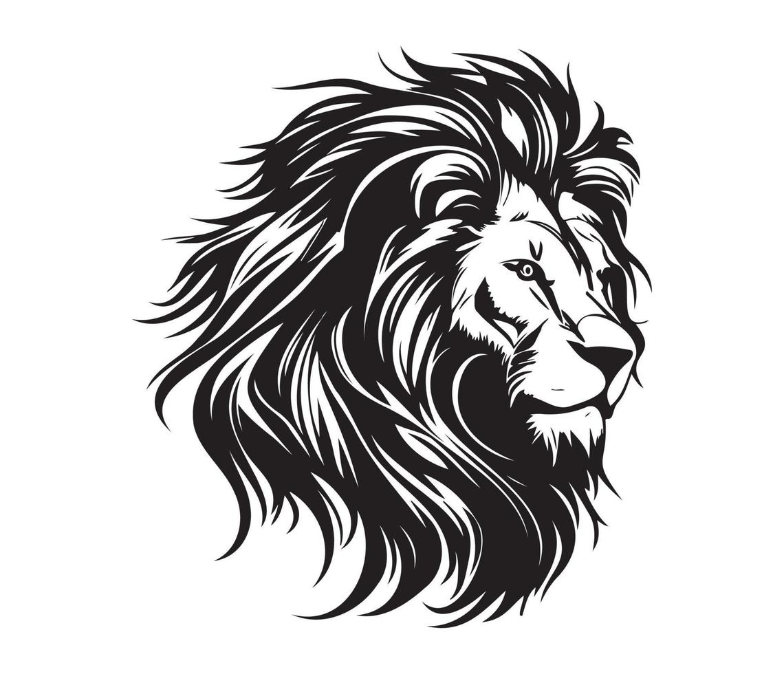 Lion Face, Silhouettes Lion Face , black and white Lion vector