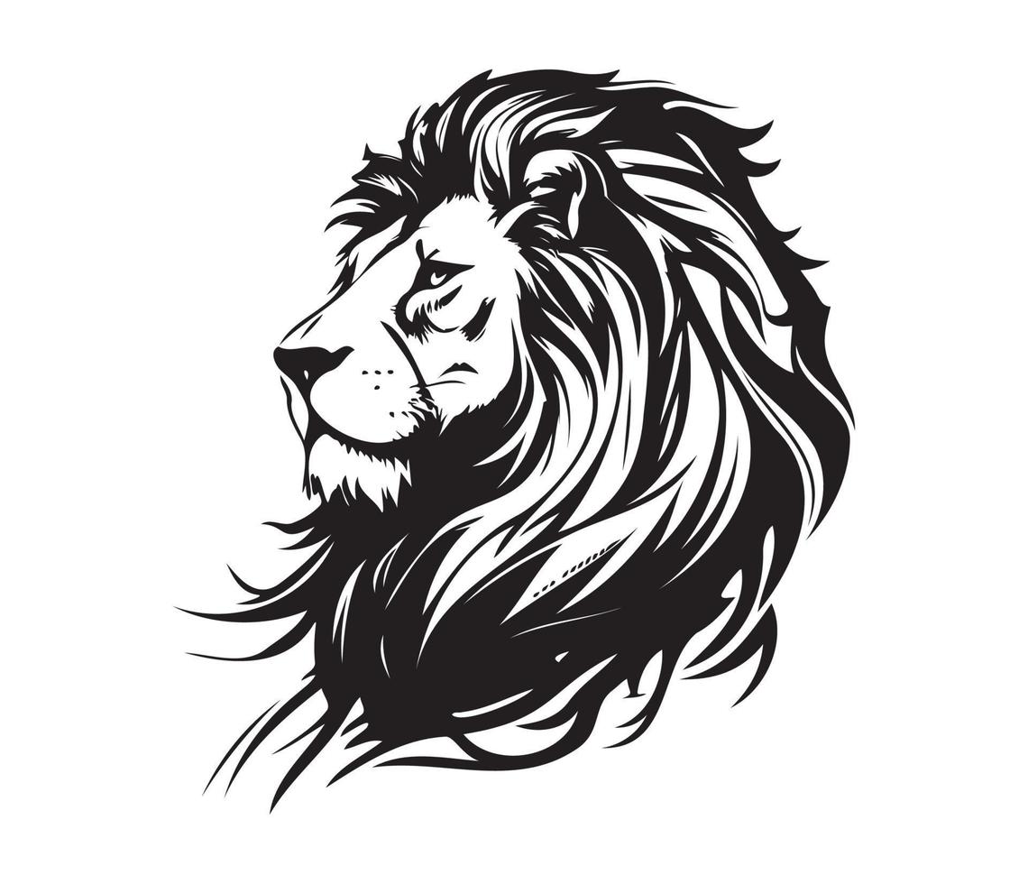 Lion Face, Silhouettes Lion Face , black and white Lion vector