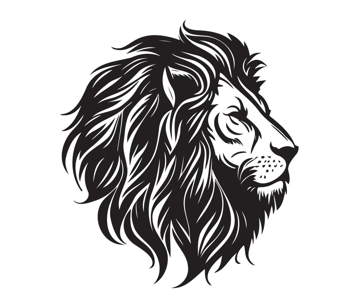 Lion Face, Silhouettes Lion Face , black and white Lion vector