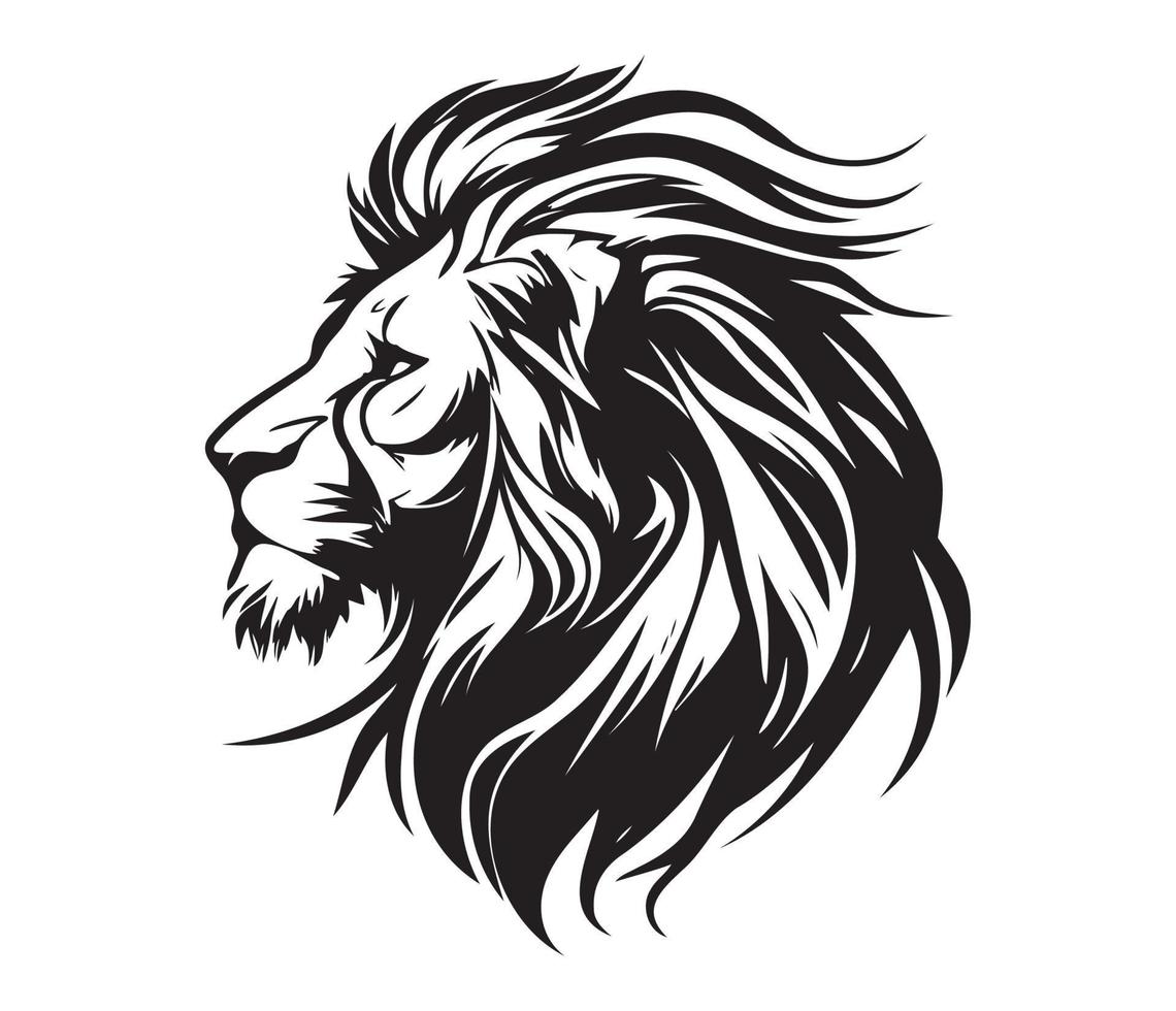 Lion Face, Silhouettes Lion Face , black and white Lion vector