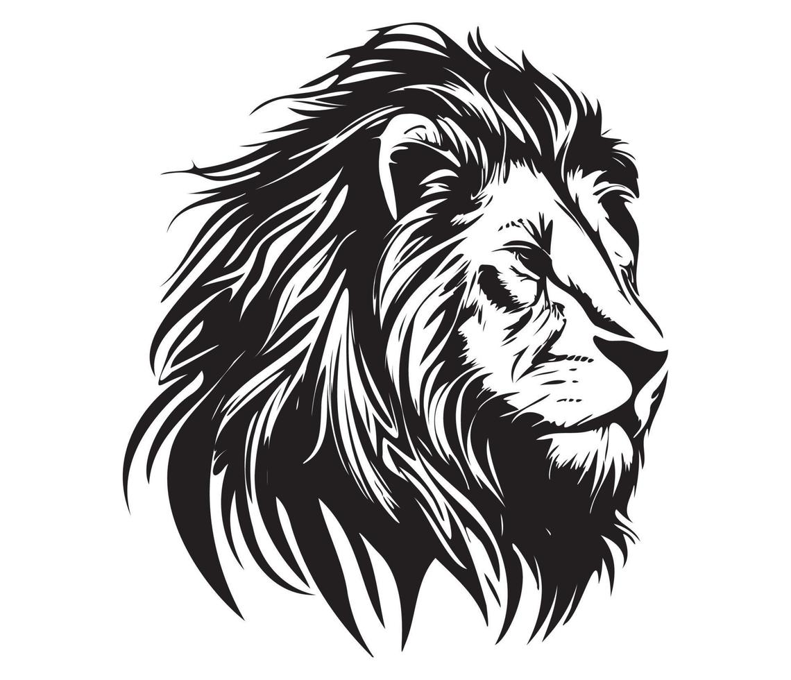 Lion Face, Silhouettes Lion Face , black and white Lion vector