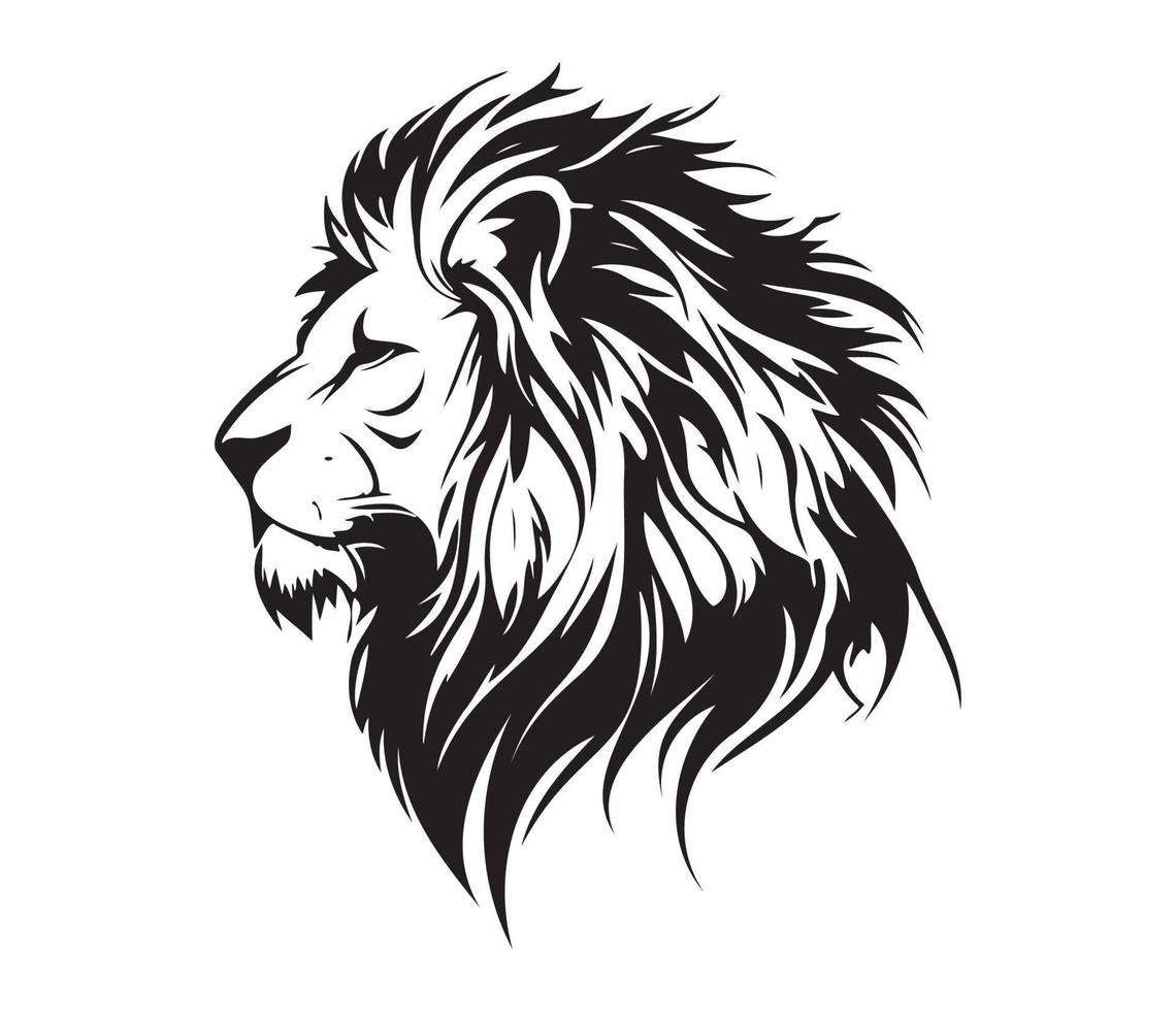 Lion Face, Silhouettes Lion Face , black and white Lion vector