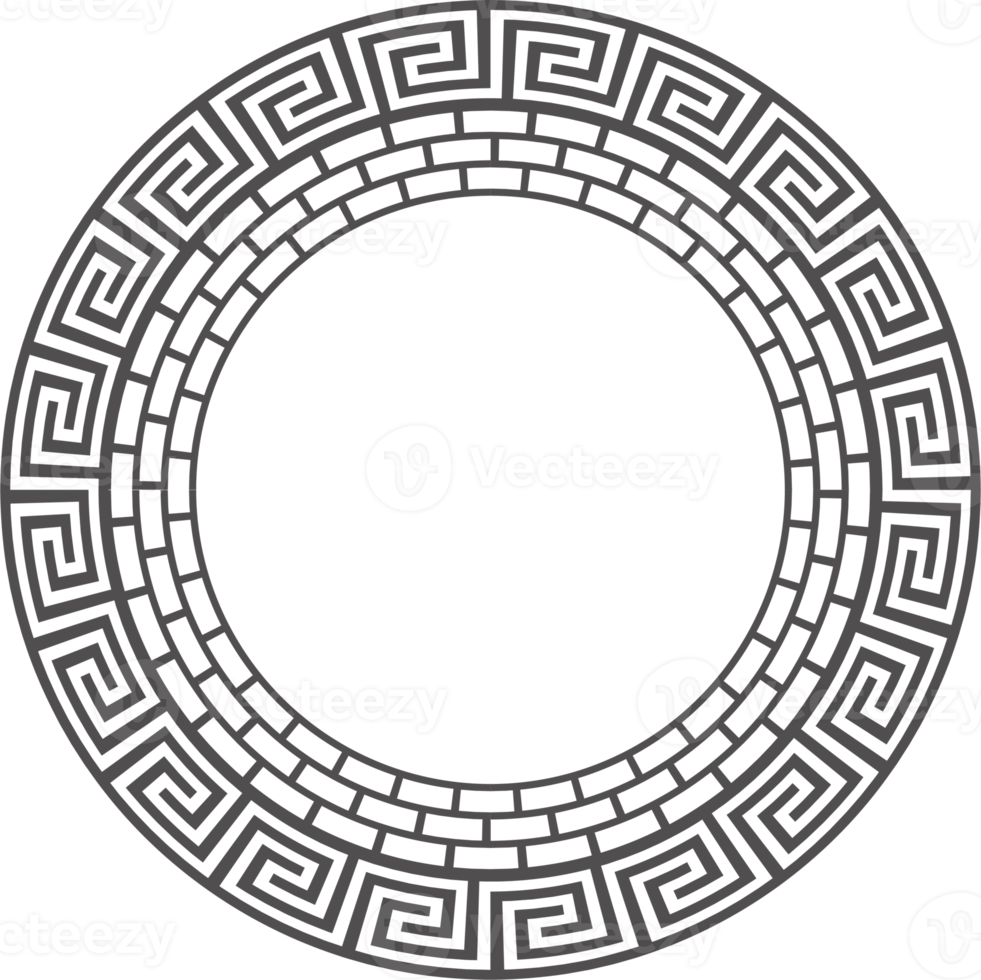cirkel Grieks kader. ronde meander grens. decoratie elementen patroon png