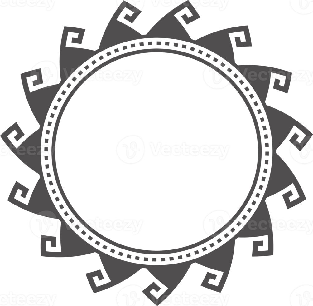 cirkel grekisk ram. runda slingra sig gräns. dekoration element mönster png