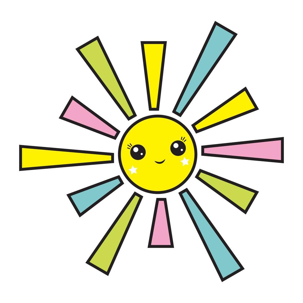 cute character sun, color vector isolated cartoon-style illustration