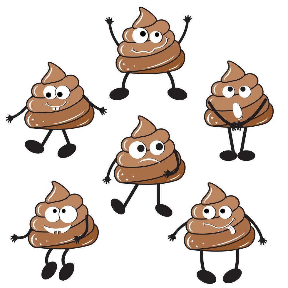 The character is a poop, kawaii. Vector isolated cartoon-style illustration. Poop character concept