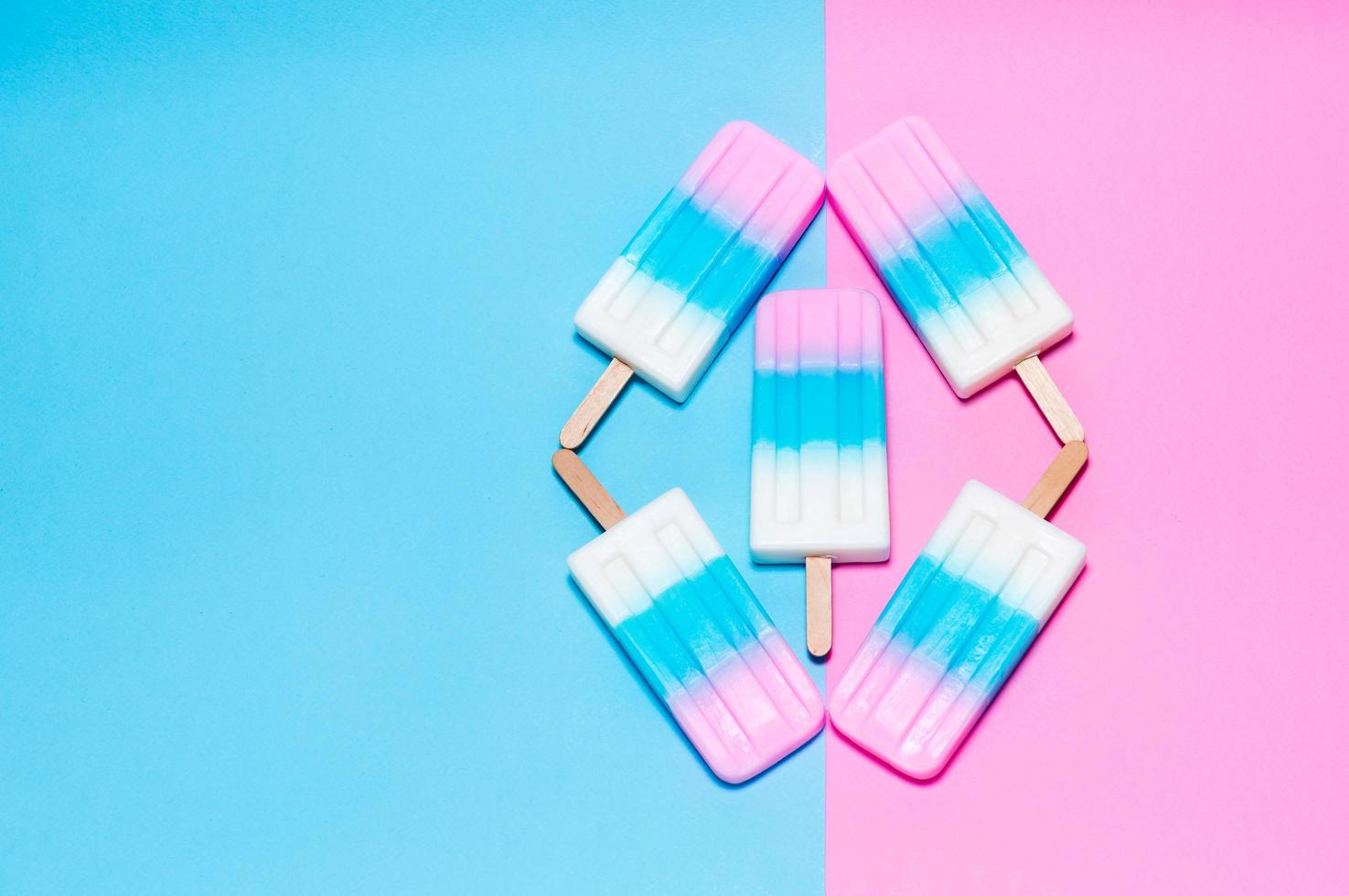 ice-cream on pink and blue background photo