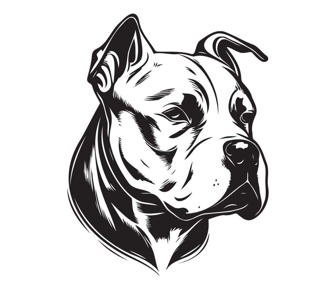 American bully Face, Silhouettes Dog Face, black and white American bully vector
