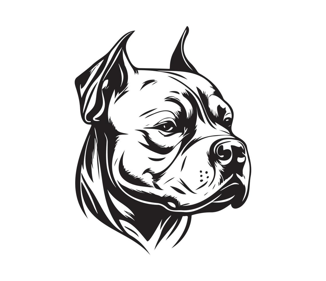 American bully Face, Silhouettes Dog Face, black and white American bully vector