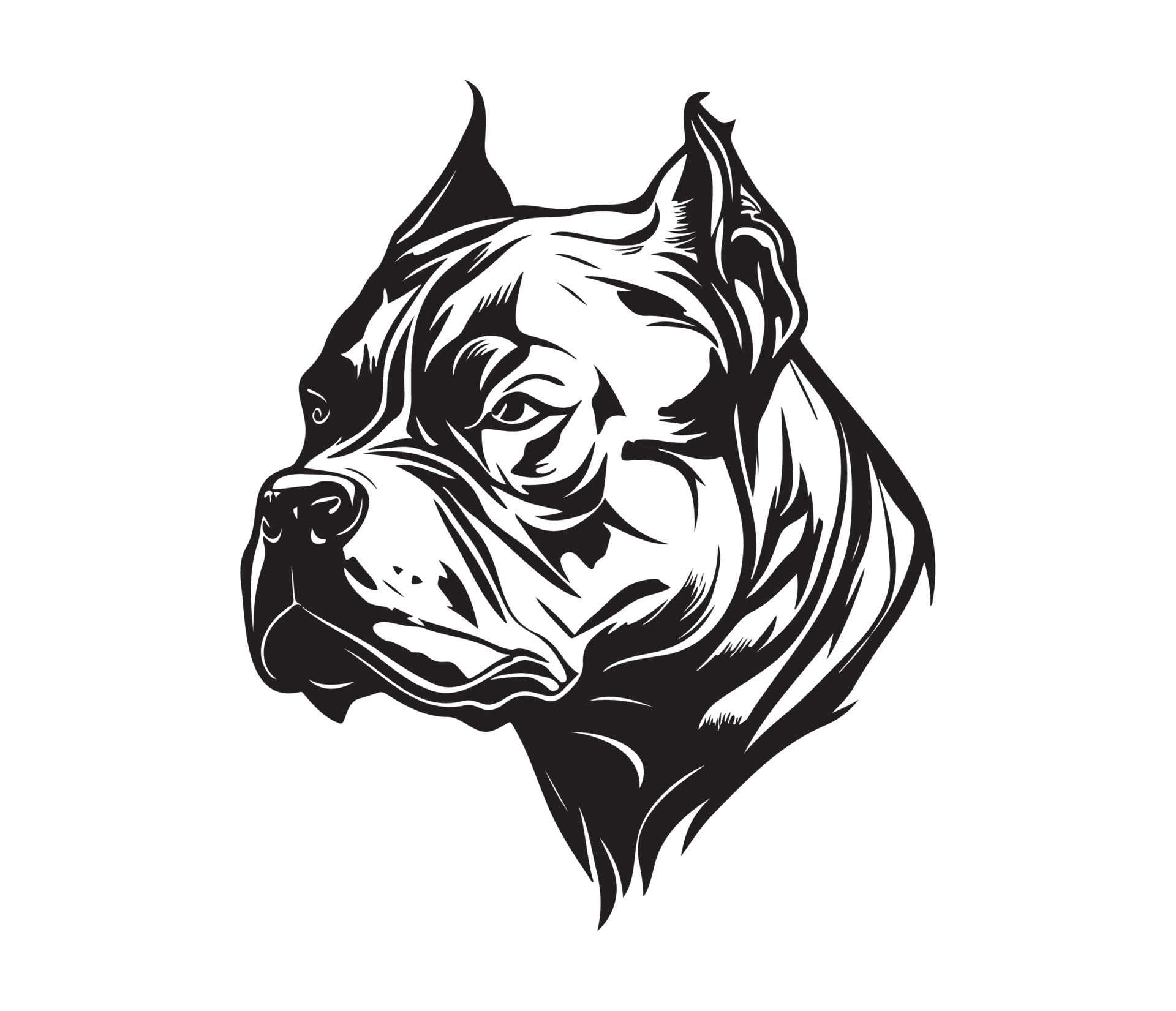 American bully Face, Silhouettes Dog Face, black and white American