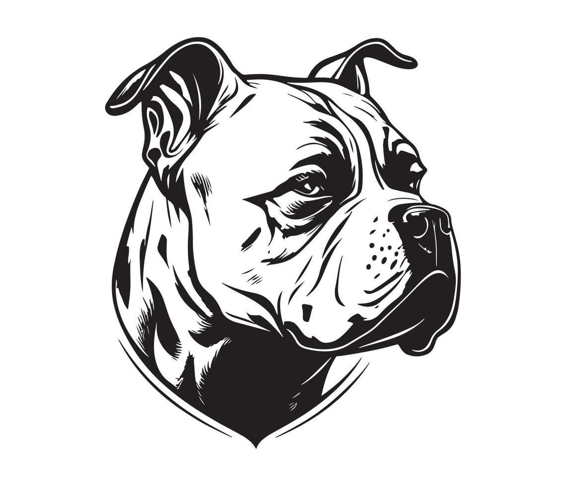 American bully Face, Silhouettes Dog Face, black and white American bully vector