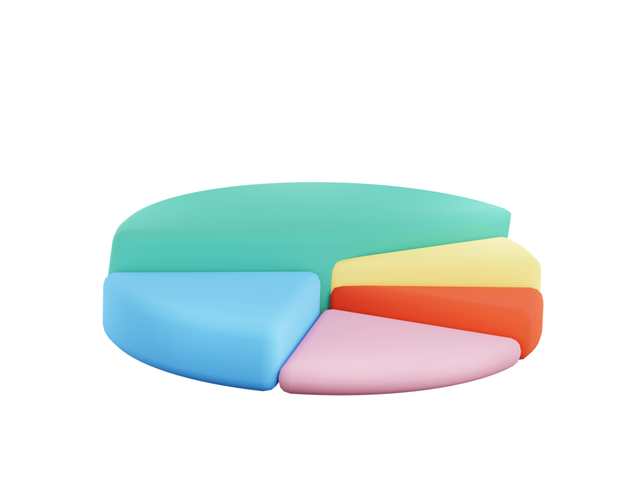 3D Multi-Color pie chart on white background. Business presentation. 3D Rendering. png