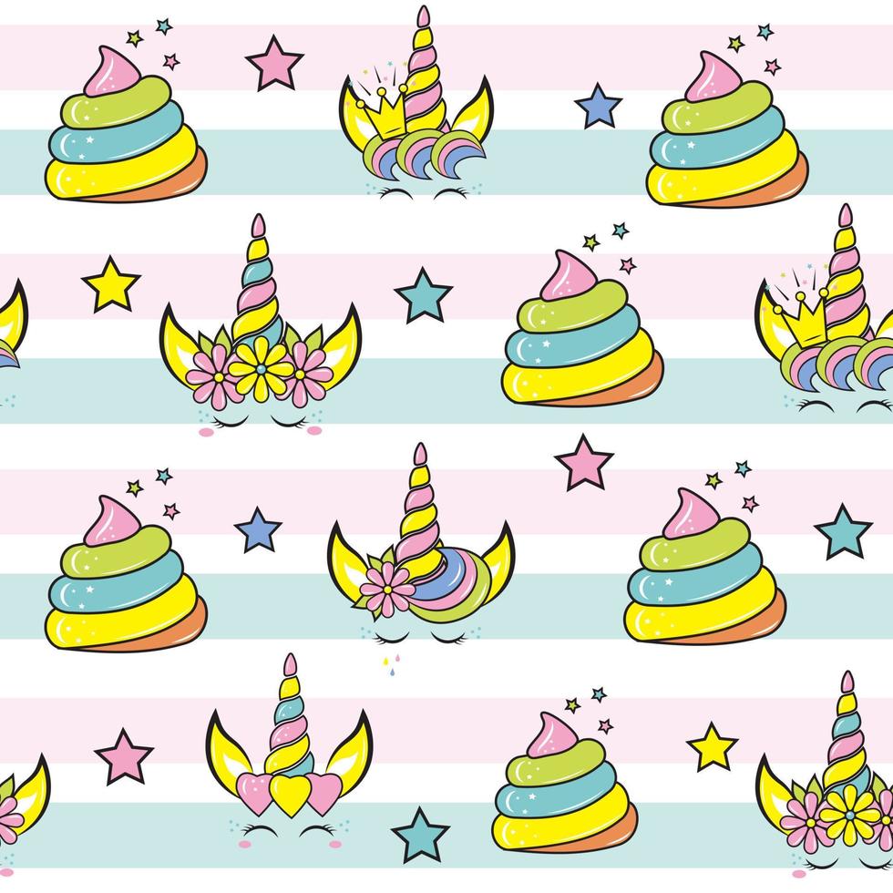 Cute unicorn pattern and pink background design. Seamless background design with repeating pattern. vector