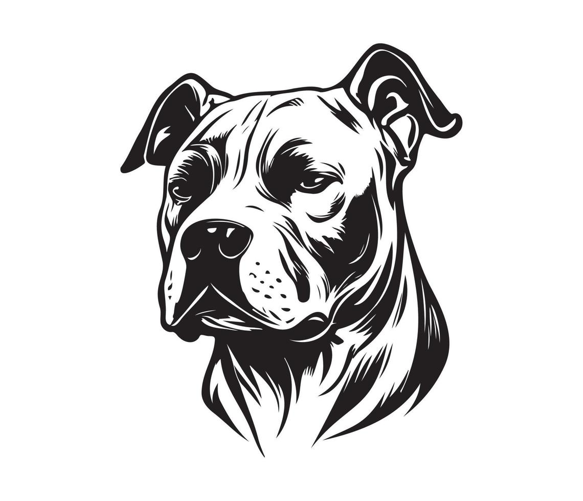 American pit bull terrier Face, Silhouettes Dog Face, black and white American pit bull terrier vector