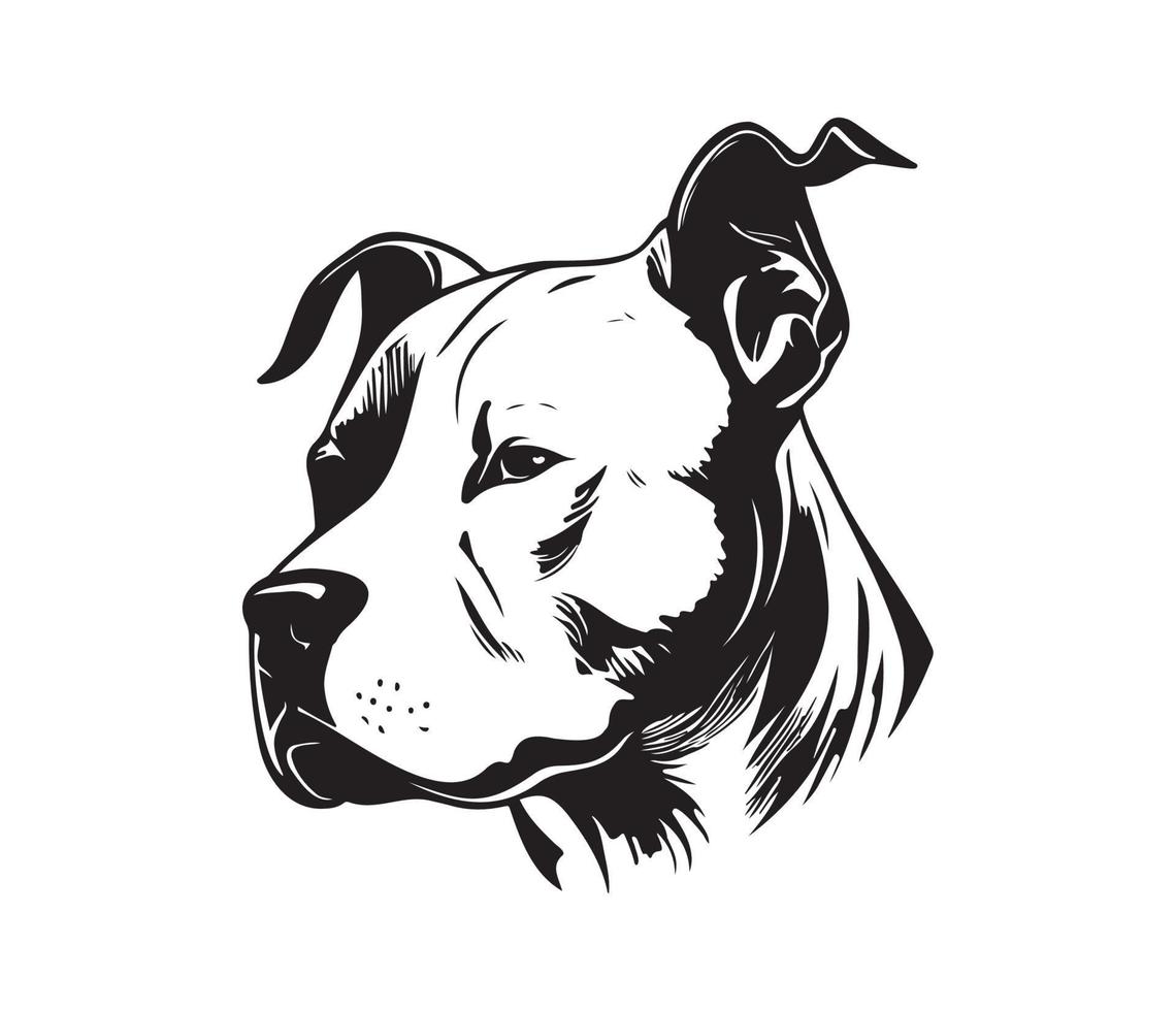 American pit bull terrier Face, Silhouettes Dog Face, black and white American pit bull terrier vector