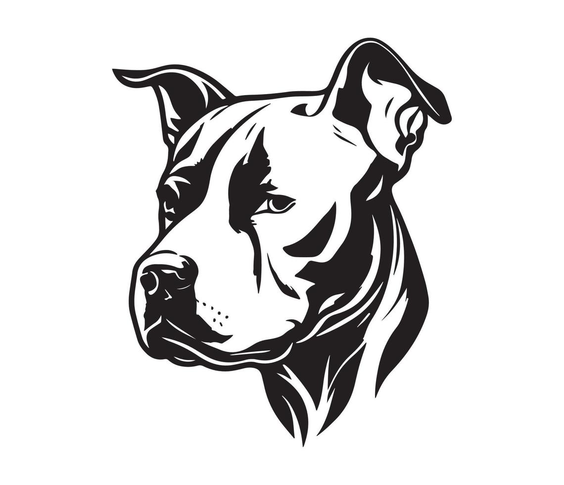 American pit bull terrier Face, Silhouettes Dog Face, black and white American pit bull terrier vector