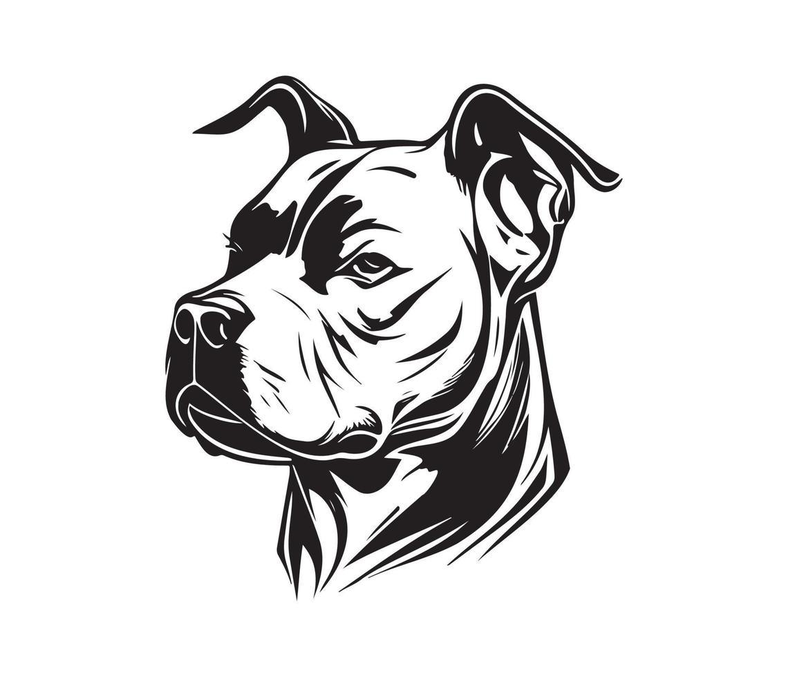 American pit bull terrier Face, Silhouettes Dog Face, black and white American pit bull terrier vector