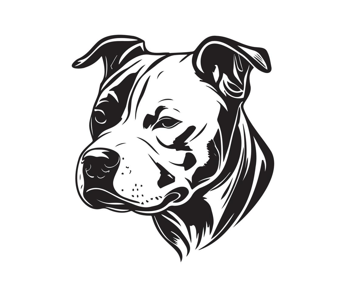 American pit bull terrier Face, Silhouettes Dog Face, black and white American pit bull terrier vector