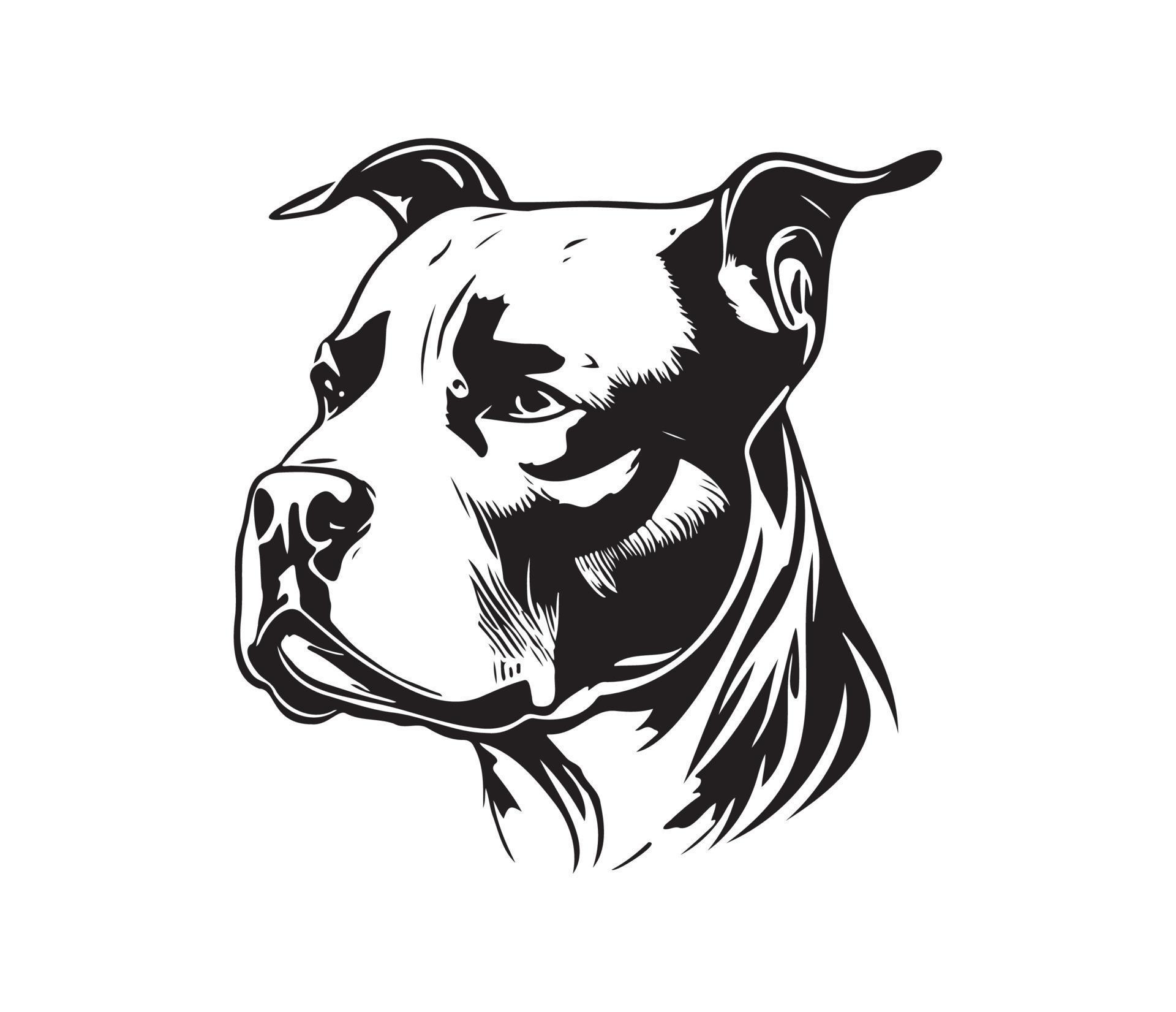 American pit bull terrier Face, Silhouettes Dog Face, black and white ...