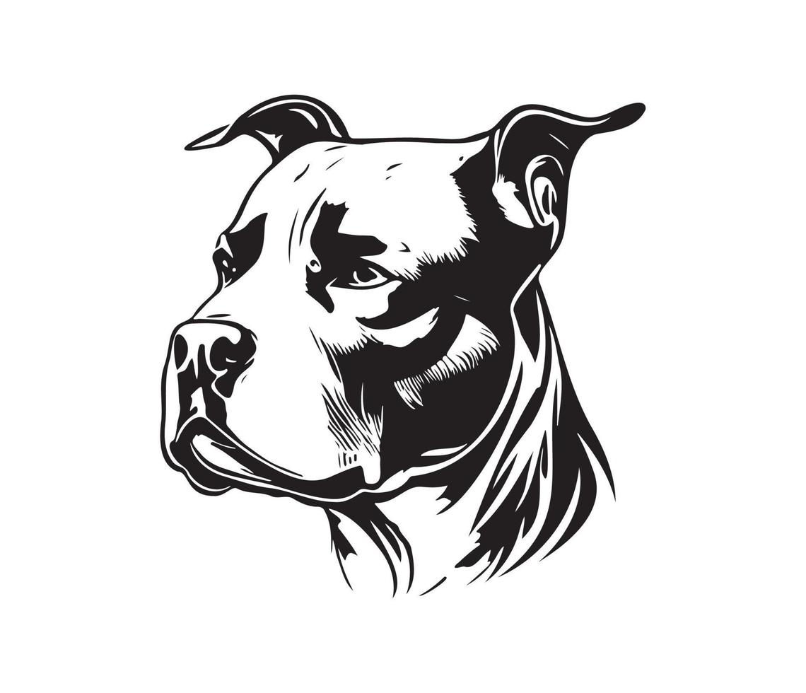 American pit bull terrier Face, Silhouettes Dog Face, black and white American pit bull terrier vector