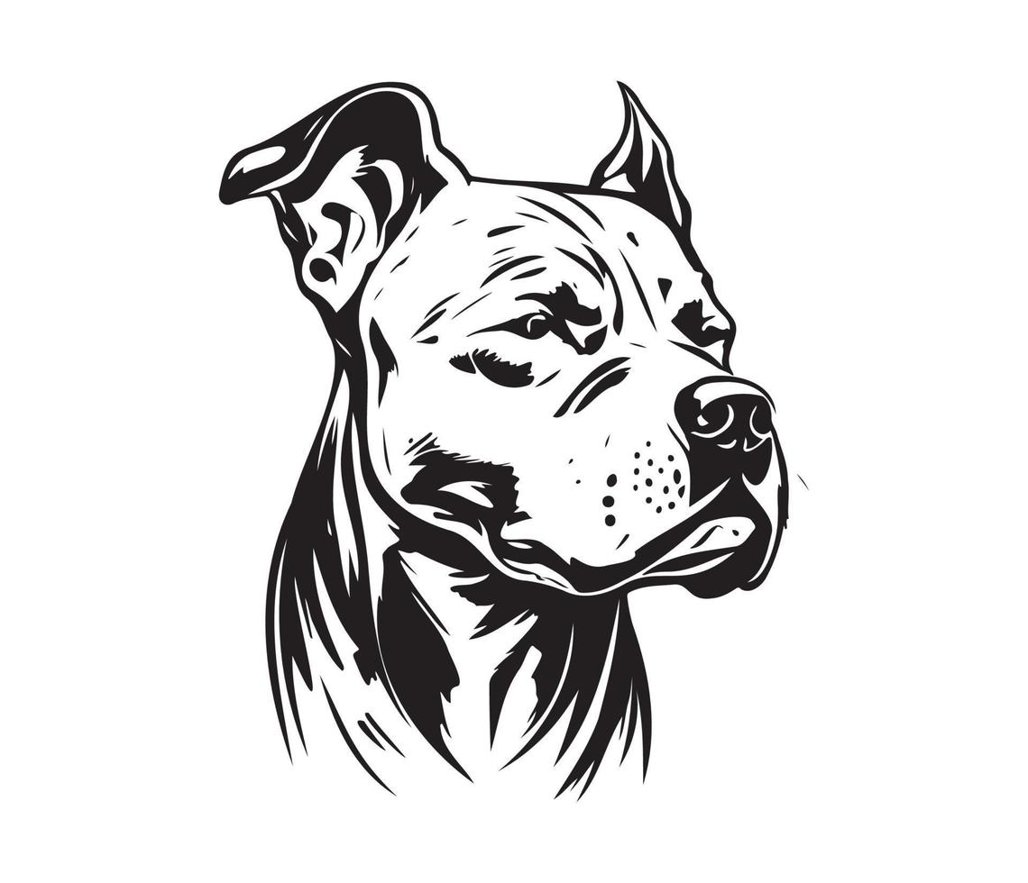 American pit bull terrier Face, Silhouettes Dog Face, black and white American pit bull terrier vector