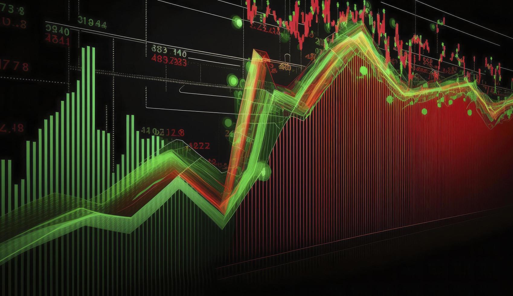 Stock market trading graph in red and green color as economy 3D Stock market trading graph in red and green color as economy 3D